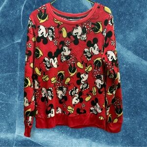 Disney Women's Red Minnie Mouse Patterned Sweater L